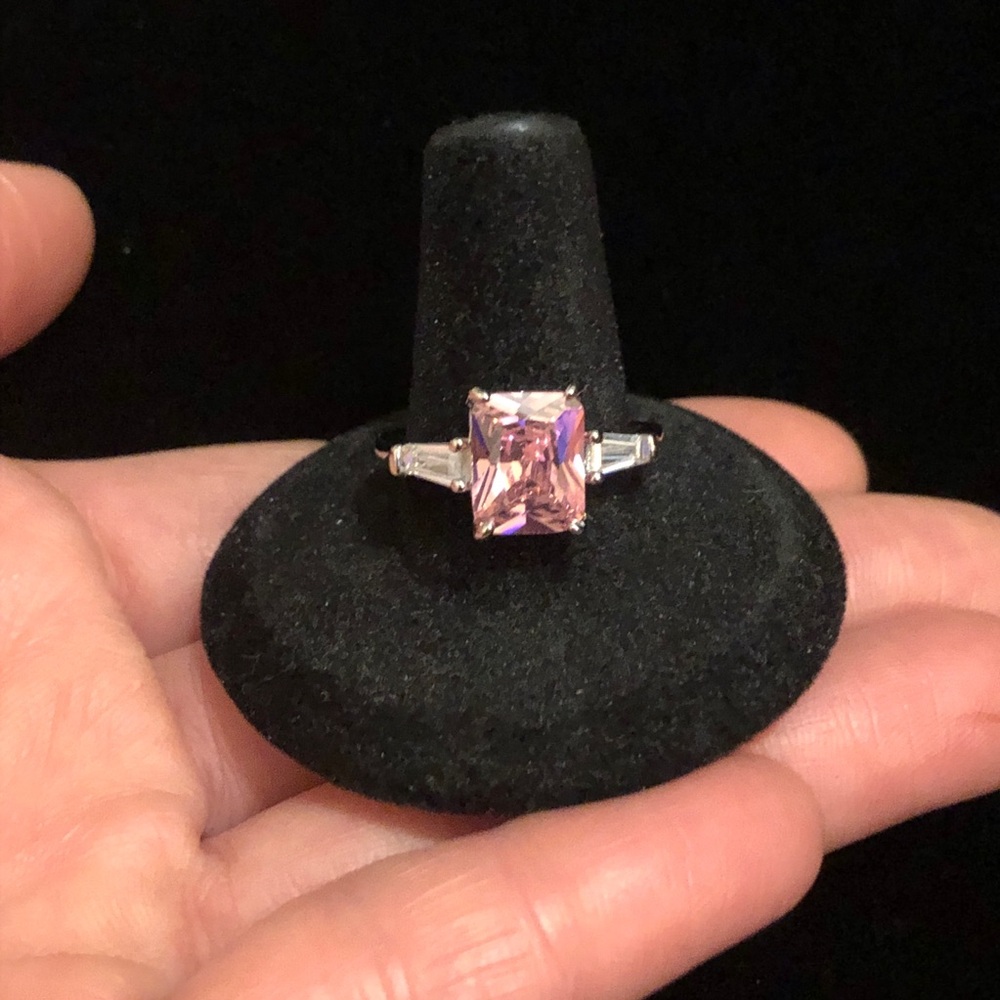 Light Pink Faux Gemstone Silver Ring